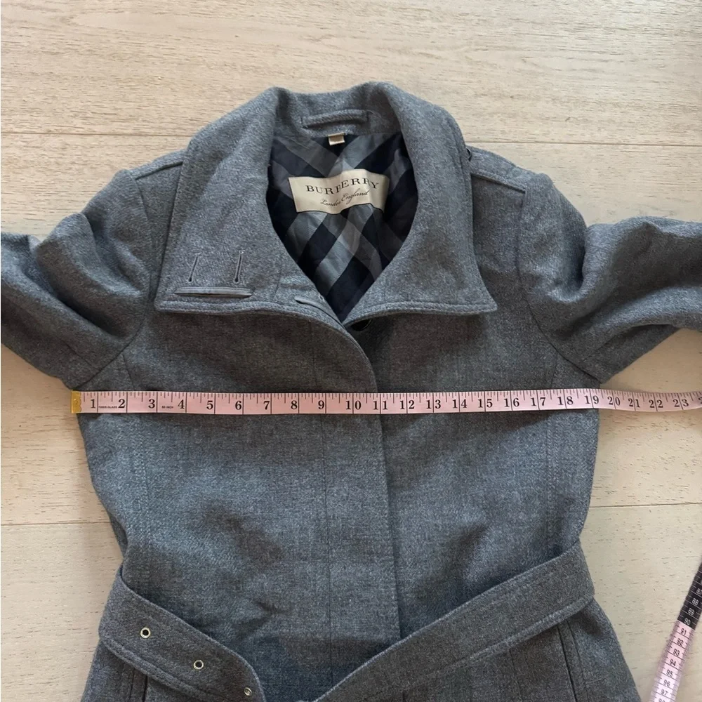 Burberry London Gray Wool & Cashmere Belted Trench Dress Coat - Picture 12 of 13